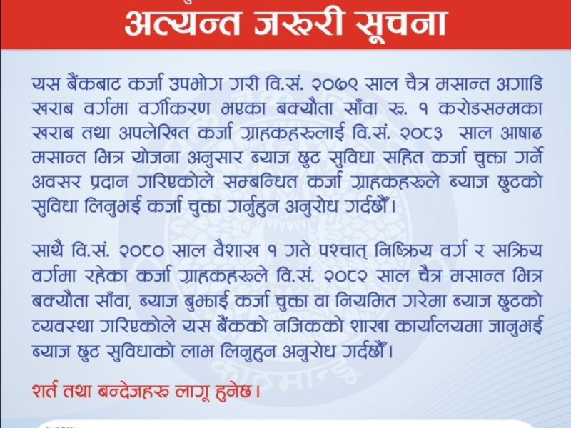 Regarding Loan Repayment and Interest Rebate Notice